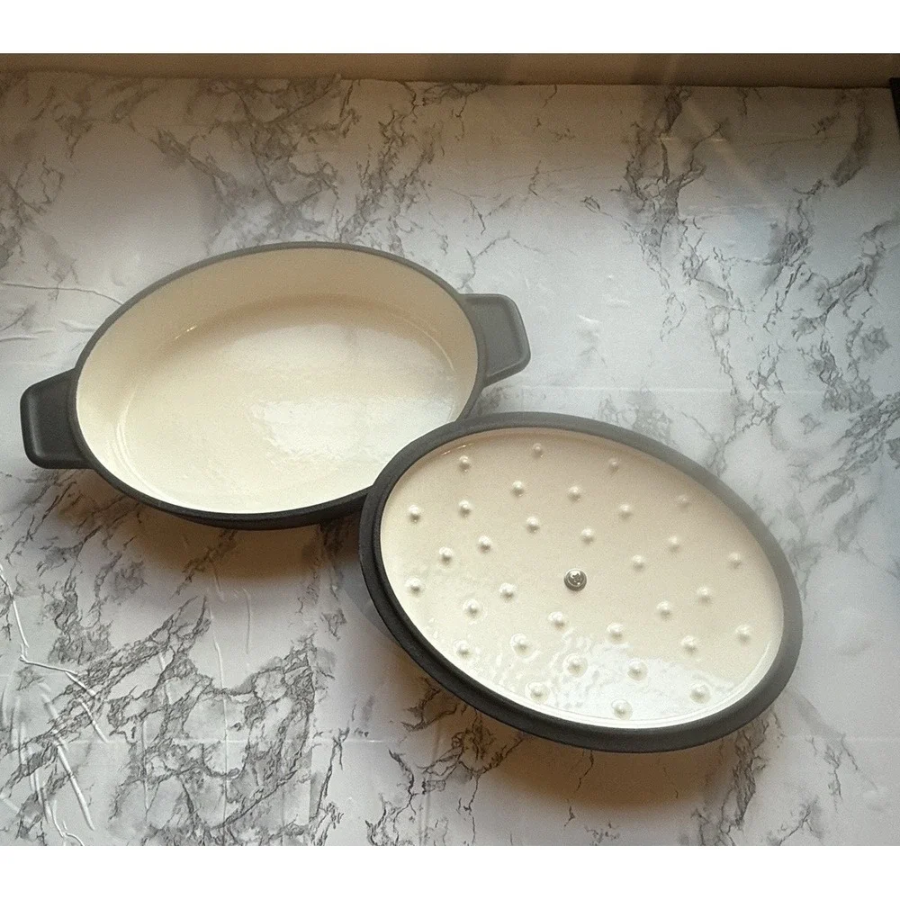 Bel Fer Au Gratin Pan 9 in Gray Dwellsix Limited Edition Enameled Cast Iron NIB